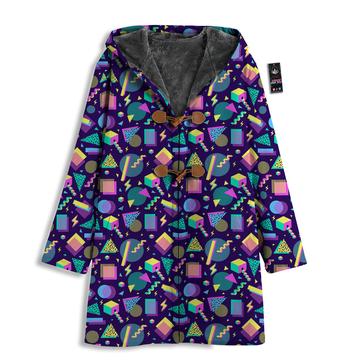 Geometric Shapes Neon Print Pattern Men's Windbreaker Jacket-grizzshop