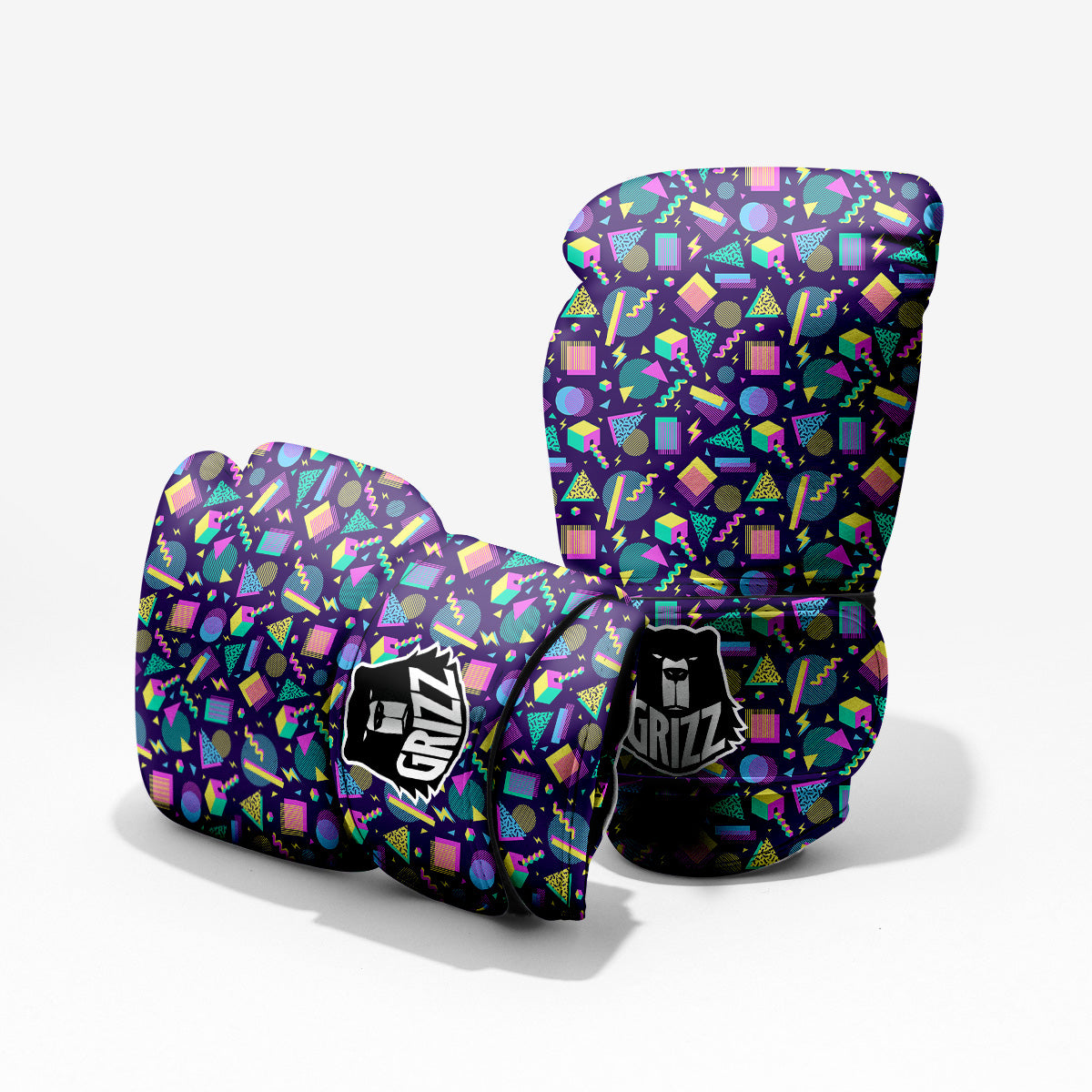 Geometric Shapes Neon Print Pattern Pro Boxing Glove