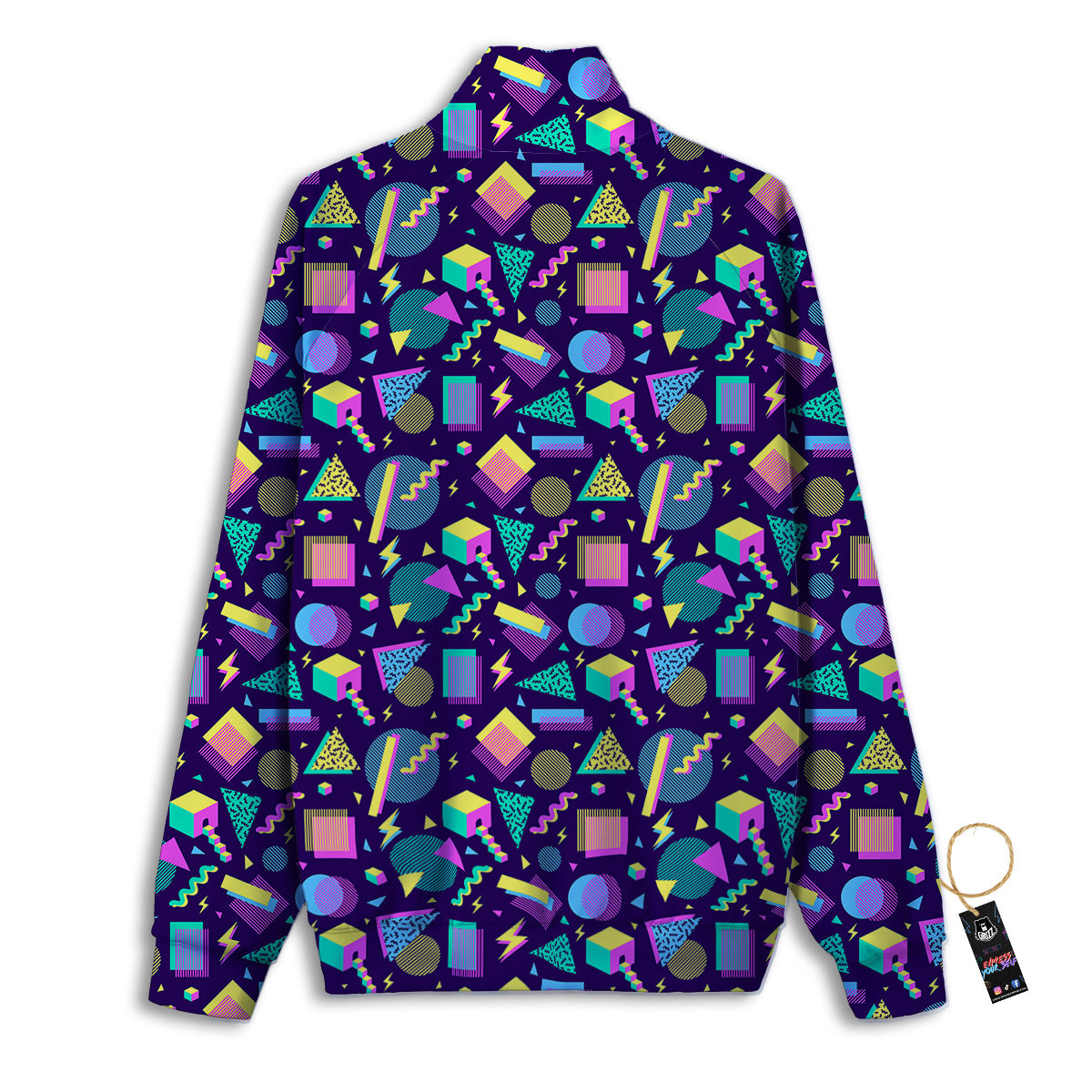 Geometric Shapes Neon Print Pattern Track Jacket-grizzshop