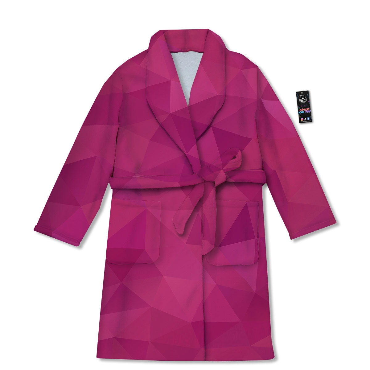 Geometric Square Pink Print Pattern Bathrobe-grizzshop