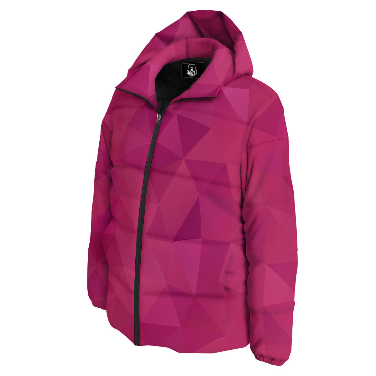 Geometric Square Pink Print Pattern Down Jacket-grizzshop