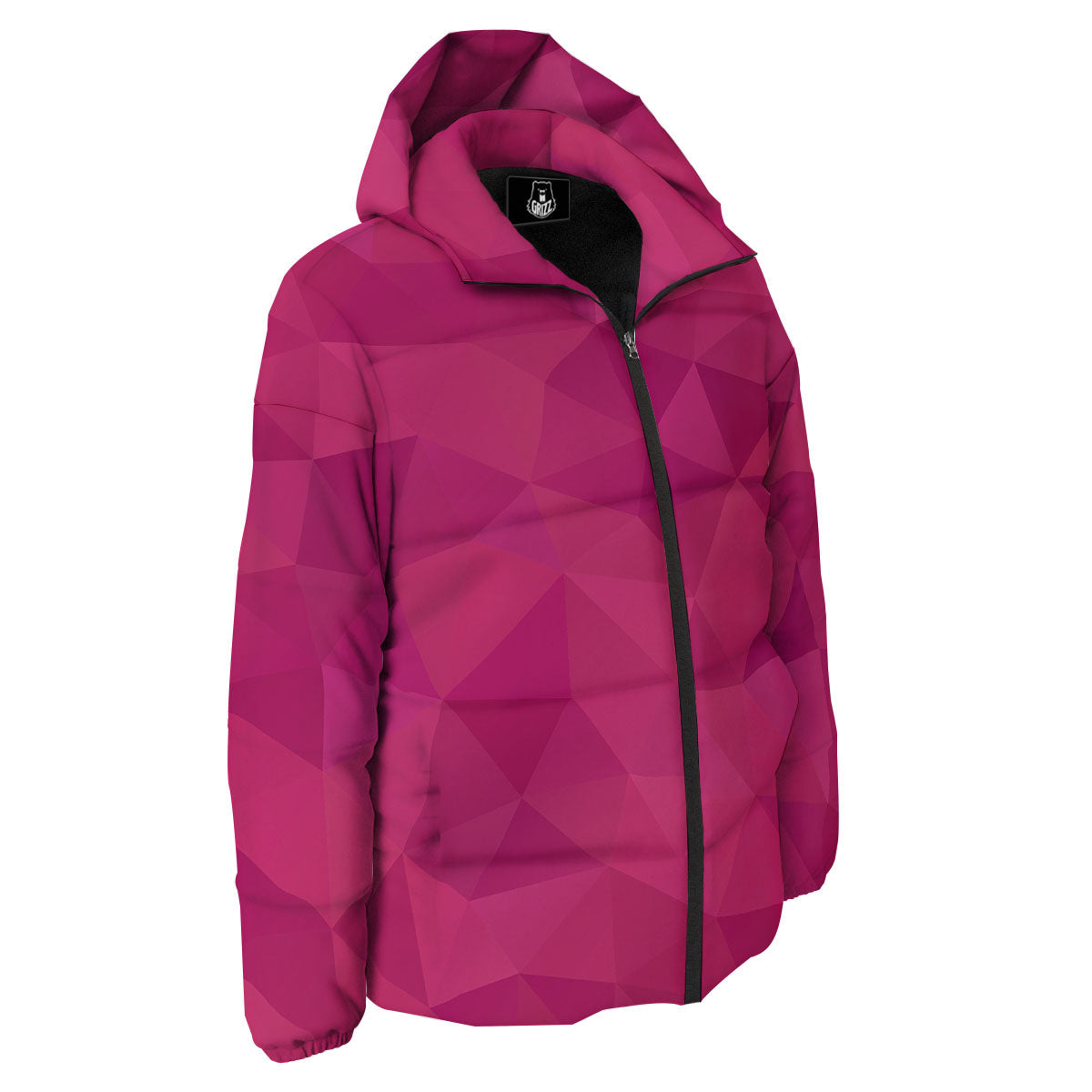 Geometric Square Pink Print Pattern Down Jacket-grizzshop