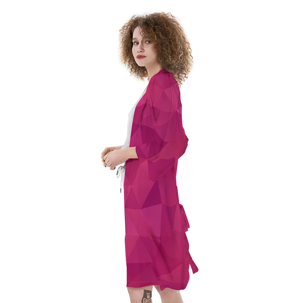 Geometric Square Pink Print Pattern Kimono-grizzshop