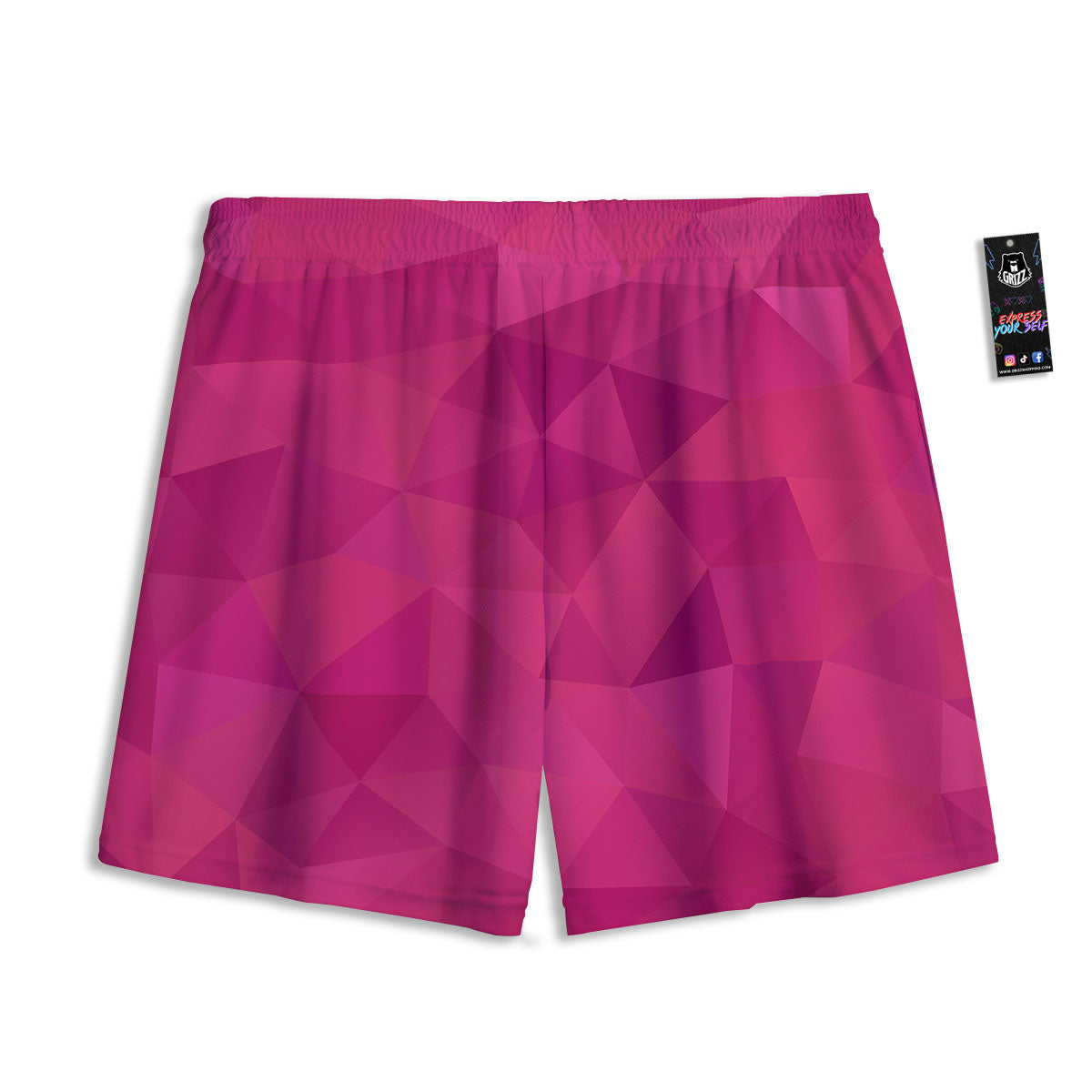 Geometric Square Pink Print Pattern Mesh Shorts-grizzshop