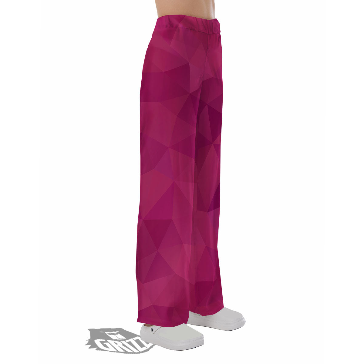 Geometric Square Pink Print Pattern Pajama Pants-grizzshop