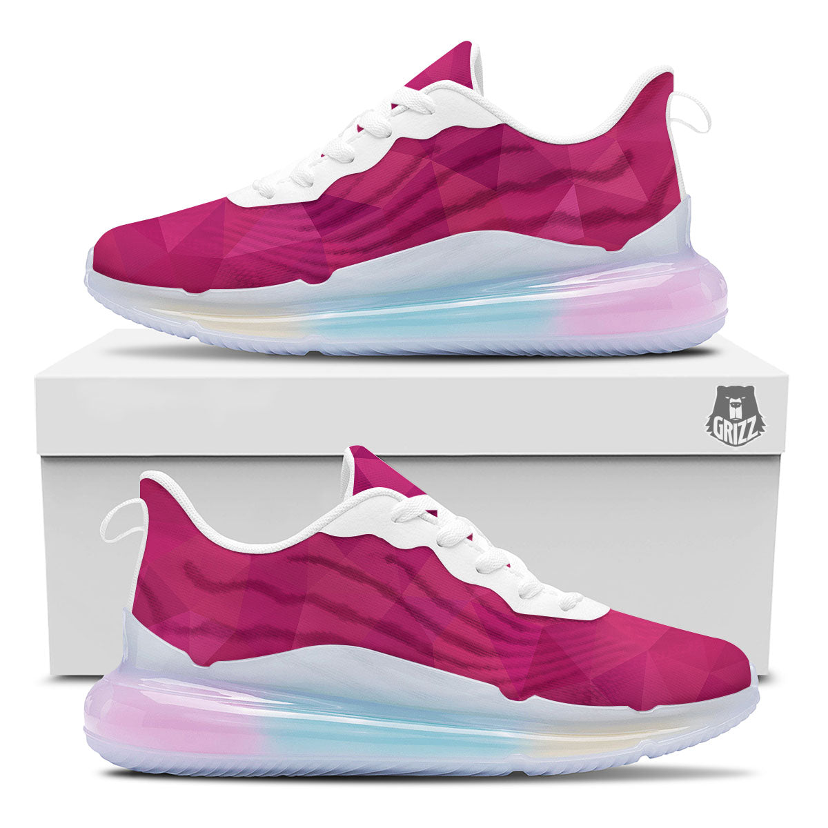 Geometric Square Pink Print Pattern Running Sneakers-grizzshop