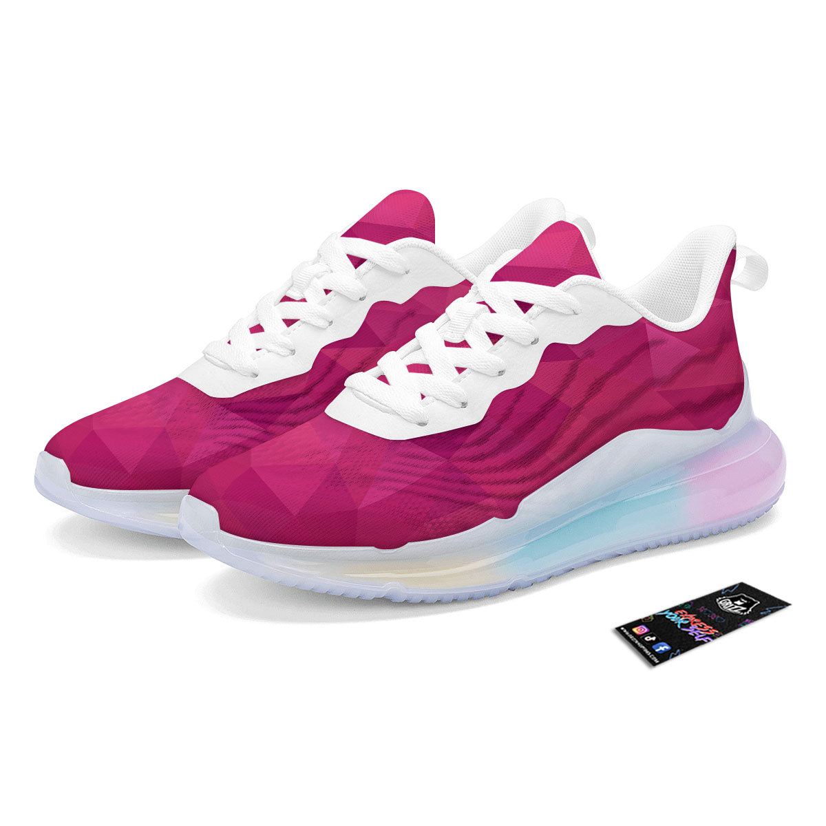 Geometric Square Pink Print Pattern Running Sneakers-grizzshop