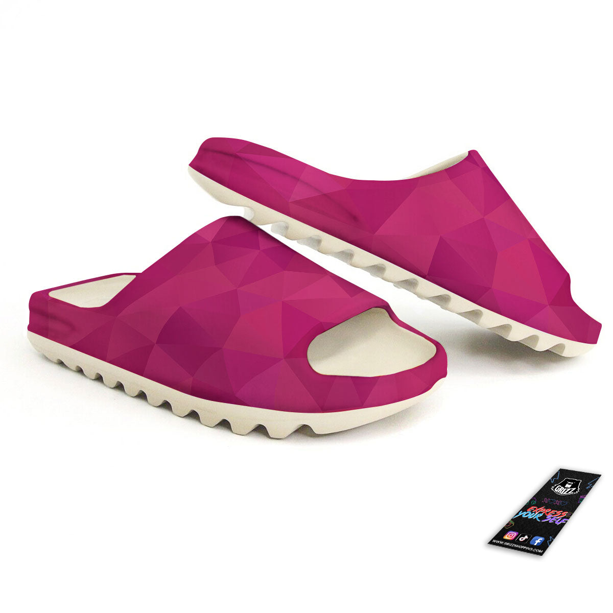 Geometric Square Pink Print Pattern Sandals-grizzshop