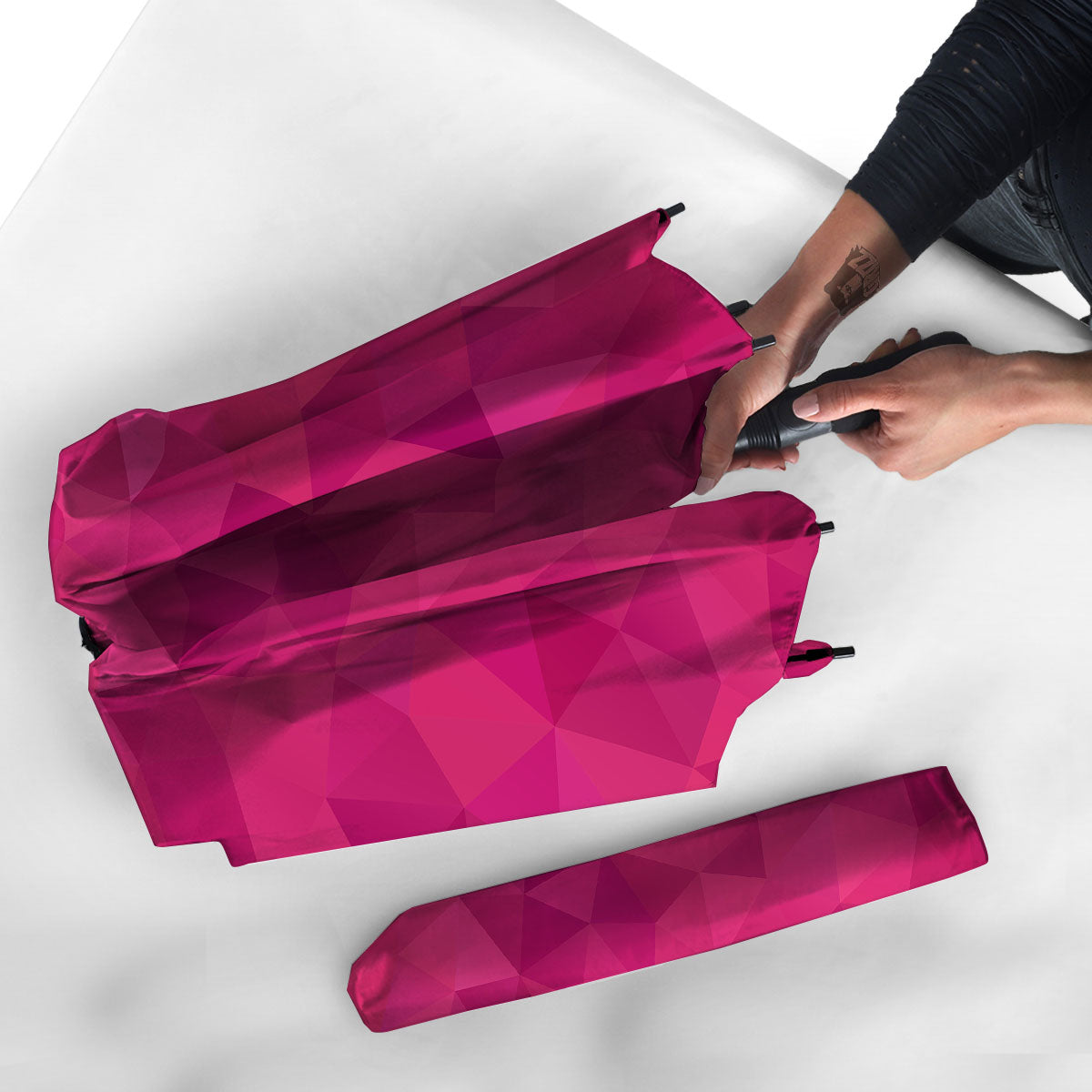 Geometric Square Pink Print Pattern Umbrella-grizzshop