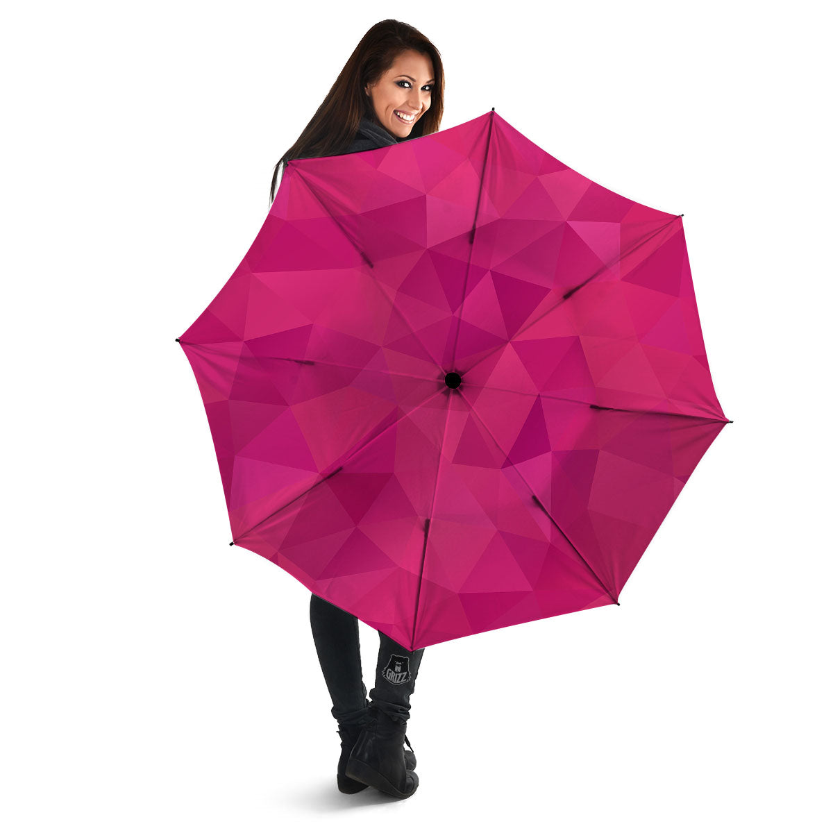 Geometric Square Pink Print Pattern Umbrella-grizzshop