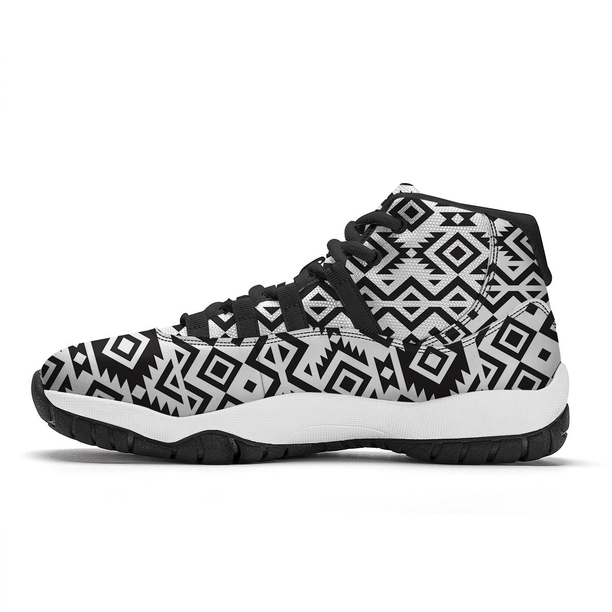 Geometric Tribal Aztec Print Pattern Black Bball Shoes-grizzshop