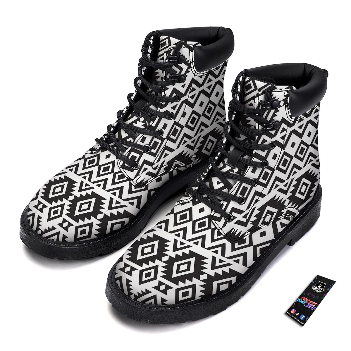 Geometric Tribal Aztec Print Pattern Boots-grizzshop