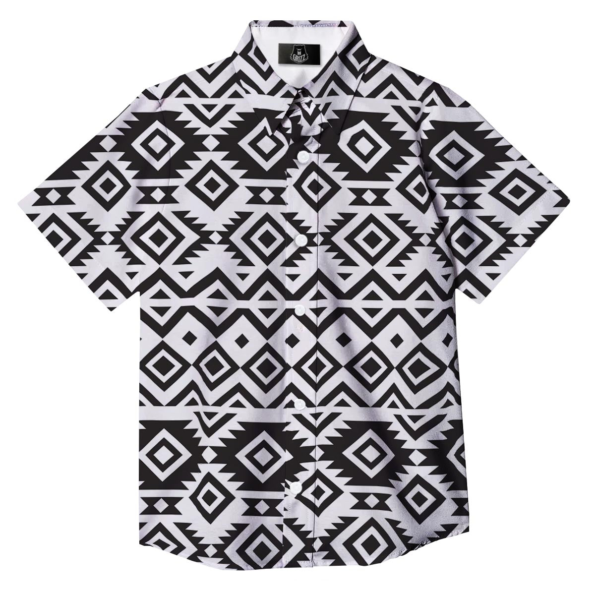 Geometric Tribal Aztec Print Pattern Button Up Shirt-grizzshop