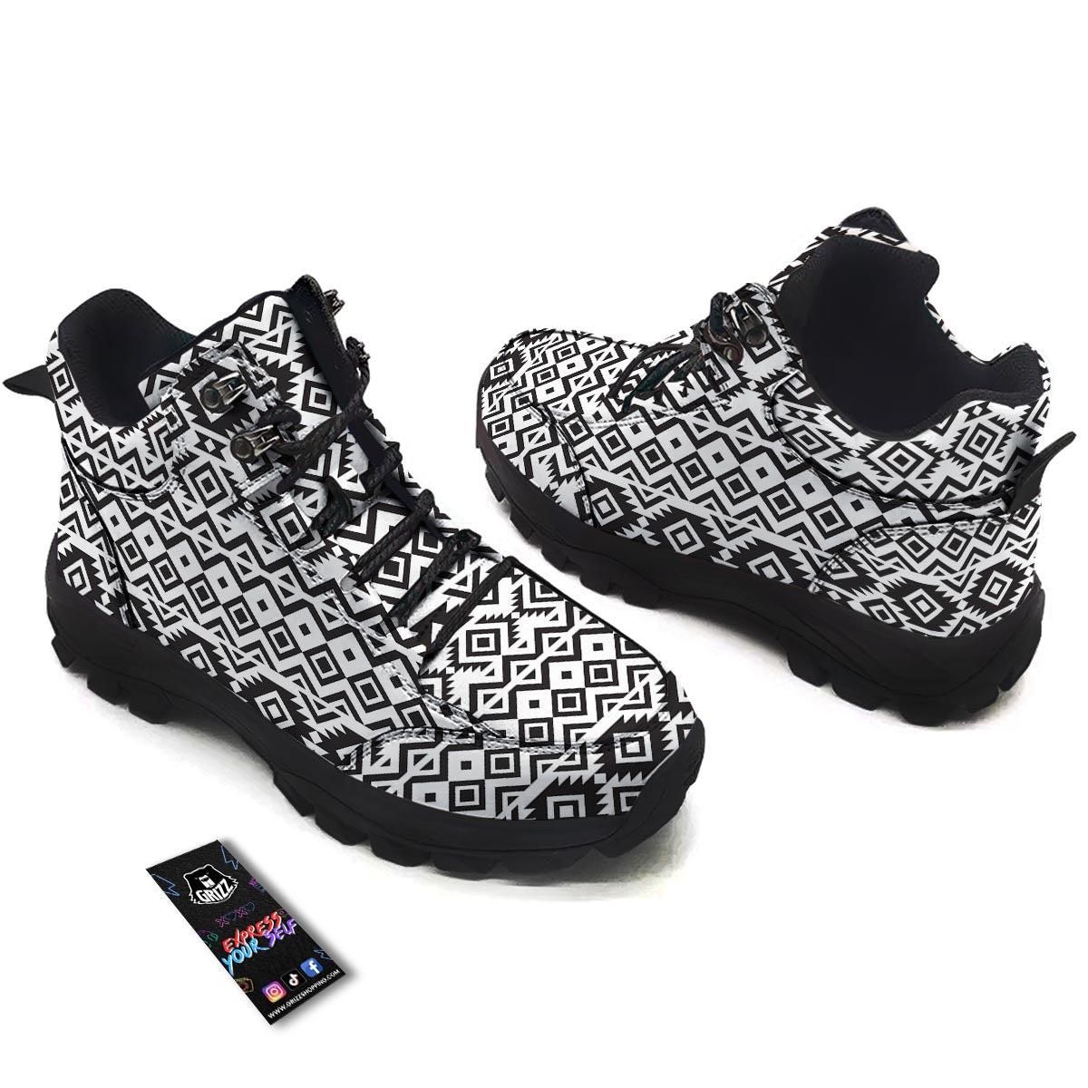 Geometric Tribal Aztec Print Pattern Hiking Shoes-grizzshop