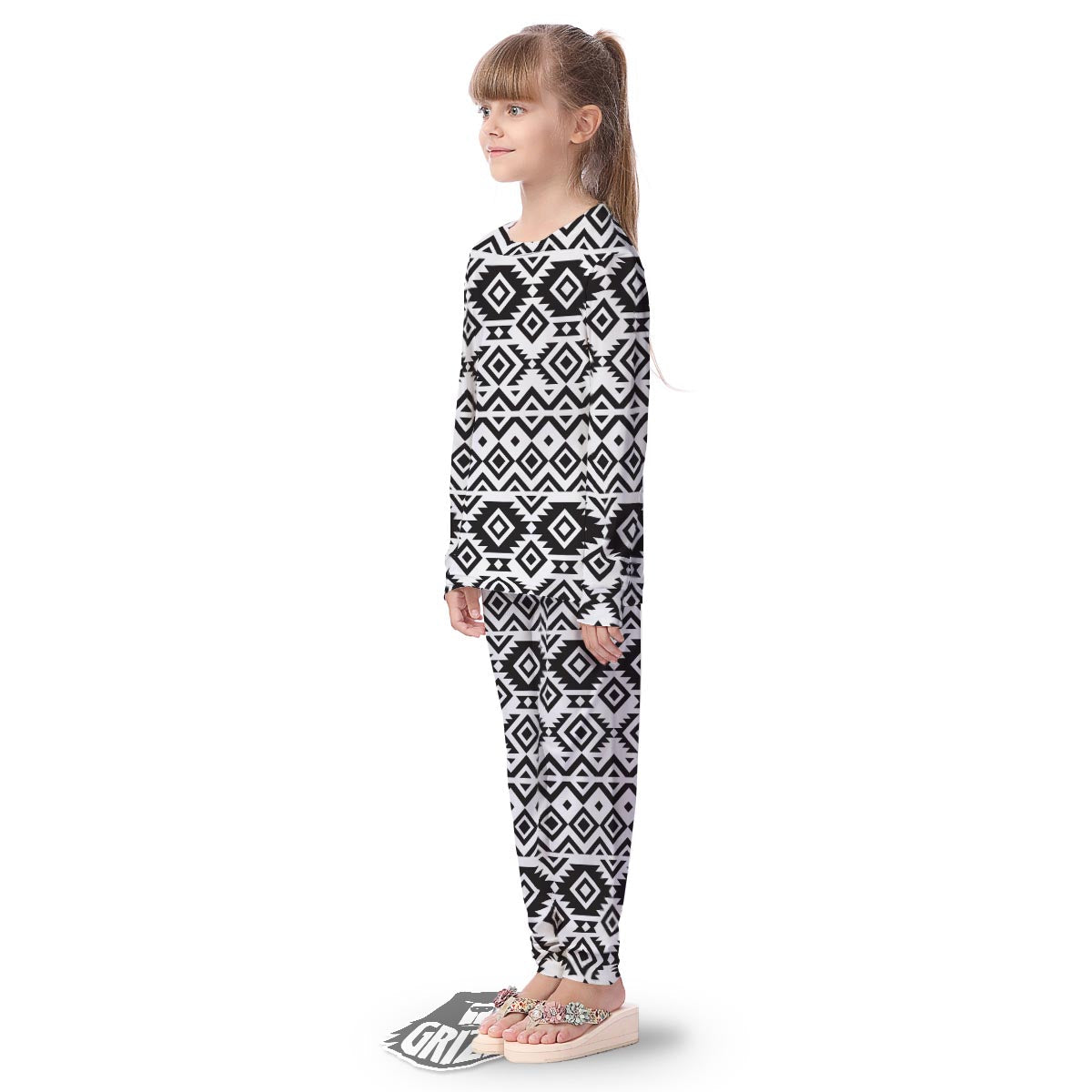 Geometric Tribal Aztec Print Pattern Kid's Pajamas-grizzshop