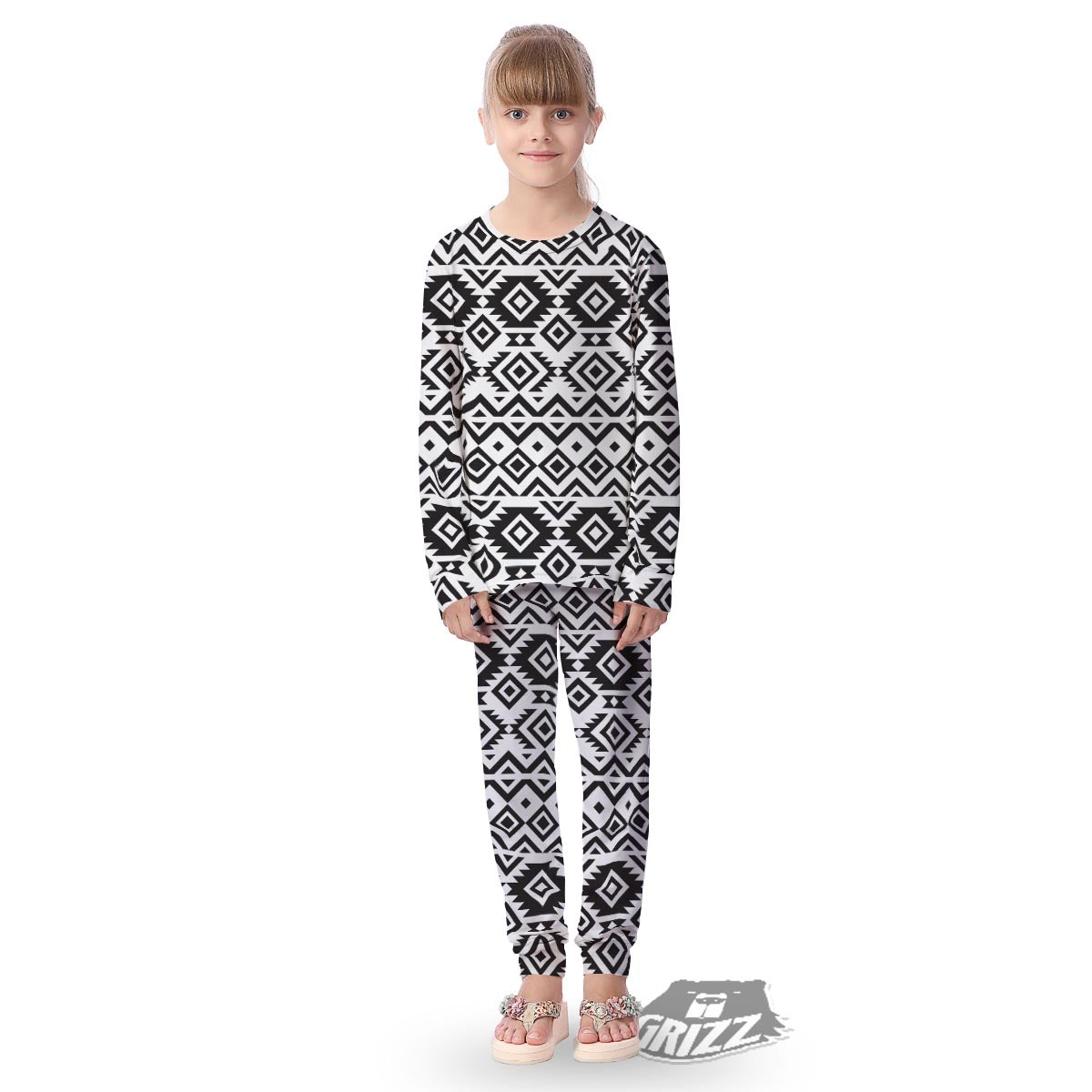 Geometric Tribal Aztec Print Pattern Kid's Pajamas-grizzshop