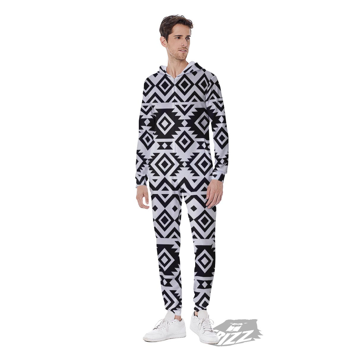 Geometric Tribal Aztec Print Pattern Men's Jumpsuit-grizzshop