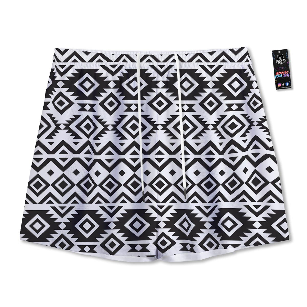 Geometric Tribal Aztec Print Pattern Mesh Shorts