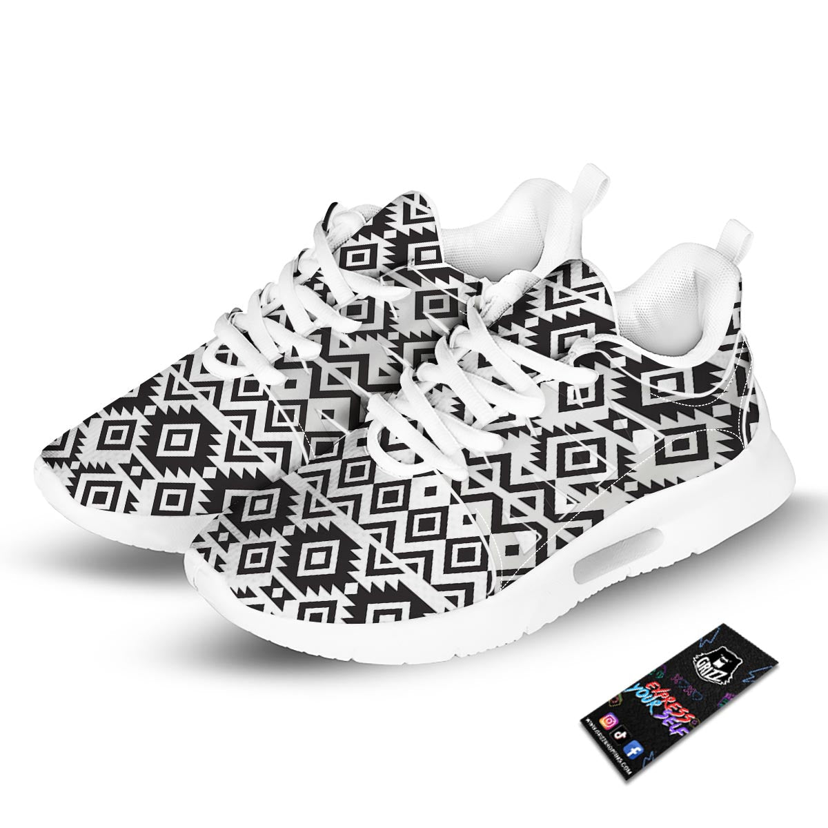 Geometric Tribal Aztec Print Pattern Tennis Shoes-grizzshop