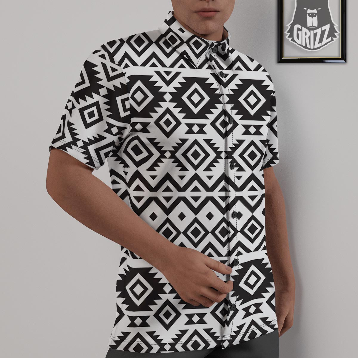Geometric Tribal Aztec Print Pattern Untucked Shirts-grizzshop
