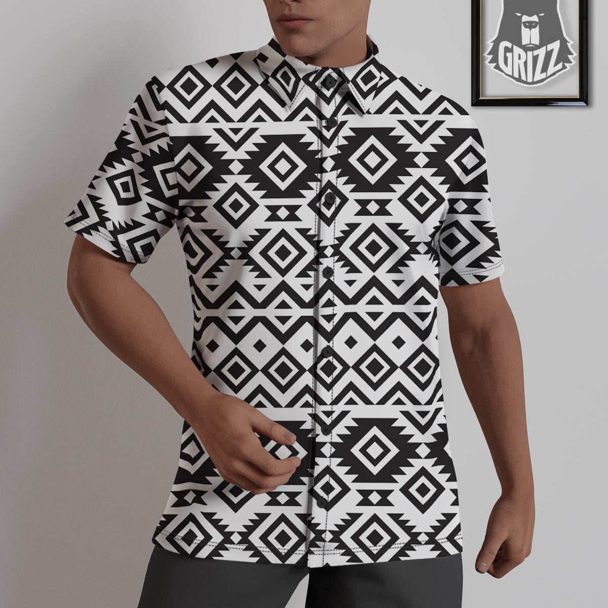 Geometric Tribal Aztec Print Pattern Untucked Shirts-grizzshop
