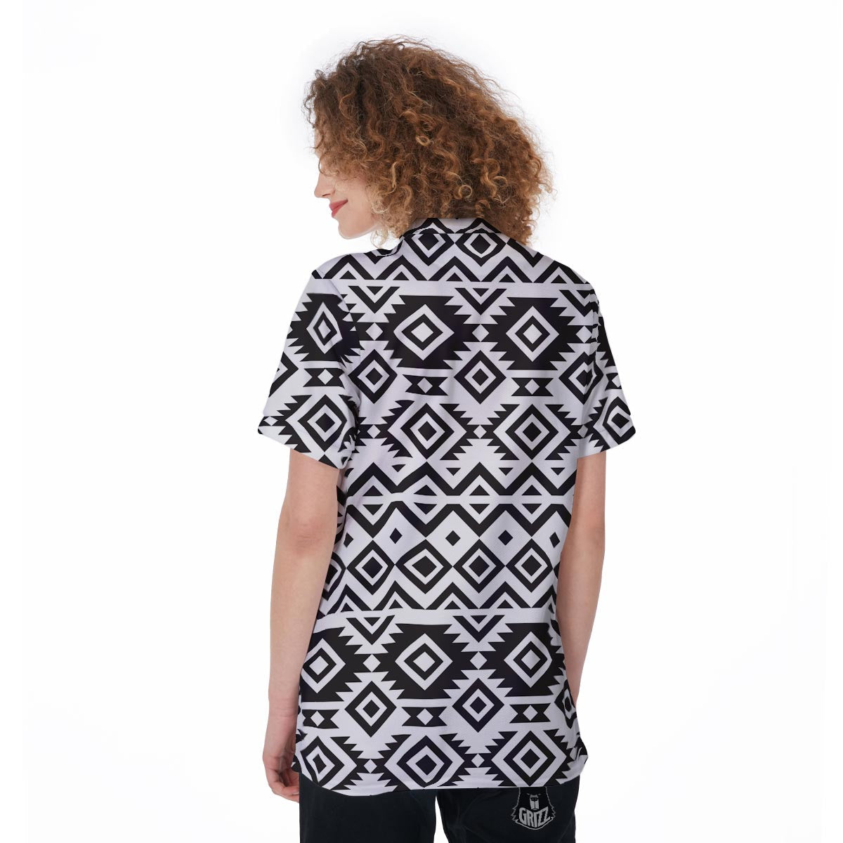 Geometric Tribal Aztec Print Pattern Women's Golf Shirts-grizzshop
