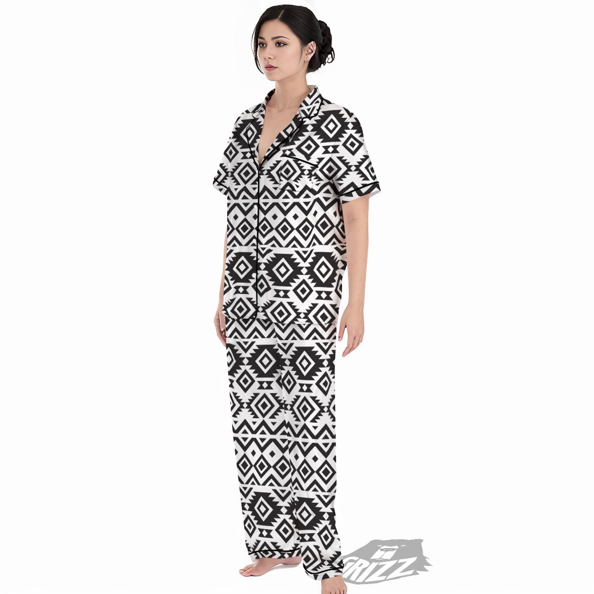 Geometric Tribal Aztec Print Pattern Women's Pajamas Set-grizzshop