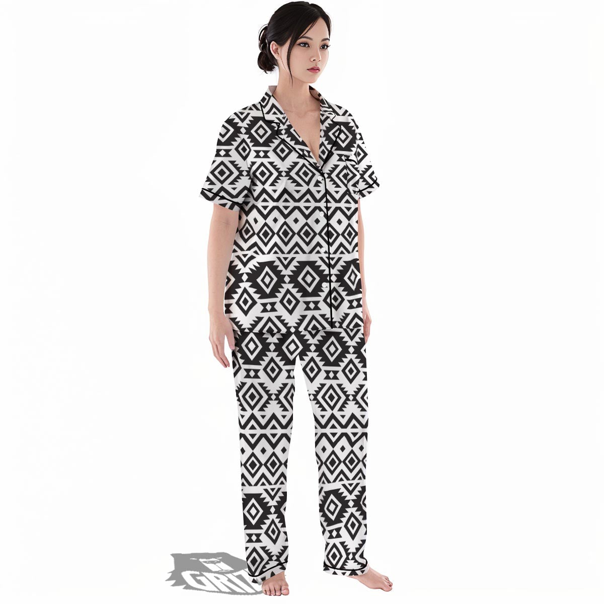 Geometric Tribal Aztec Print Pattern Women's Pajamas Set-grizzshop