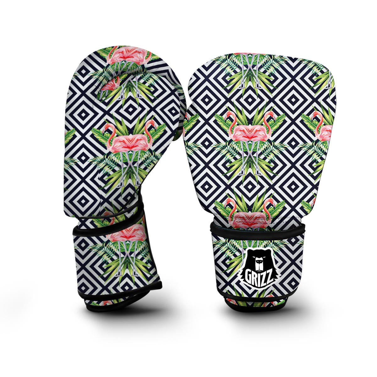 Geometric Tropical Flamingo Boxing Gloves-grizzshop