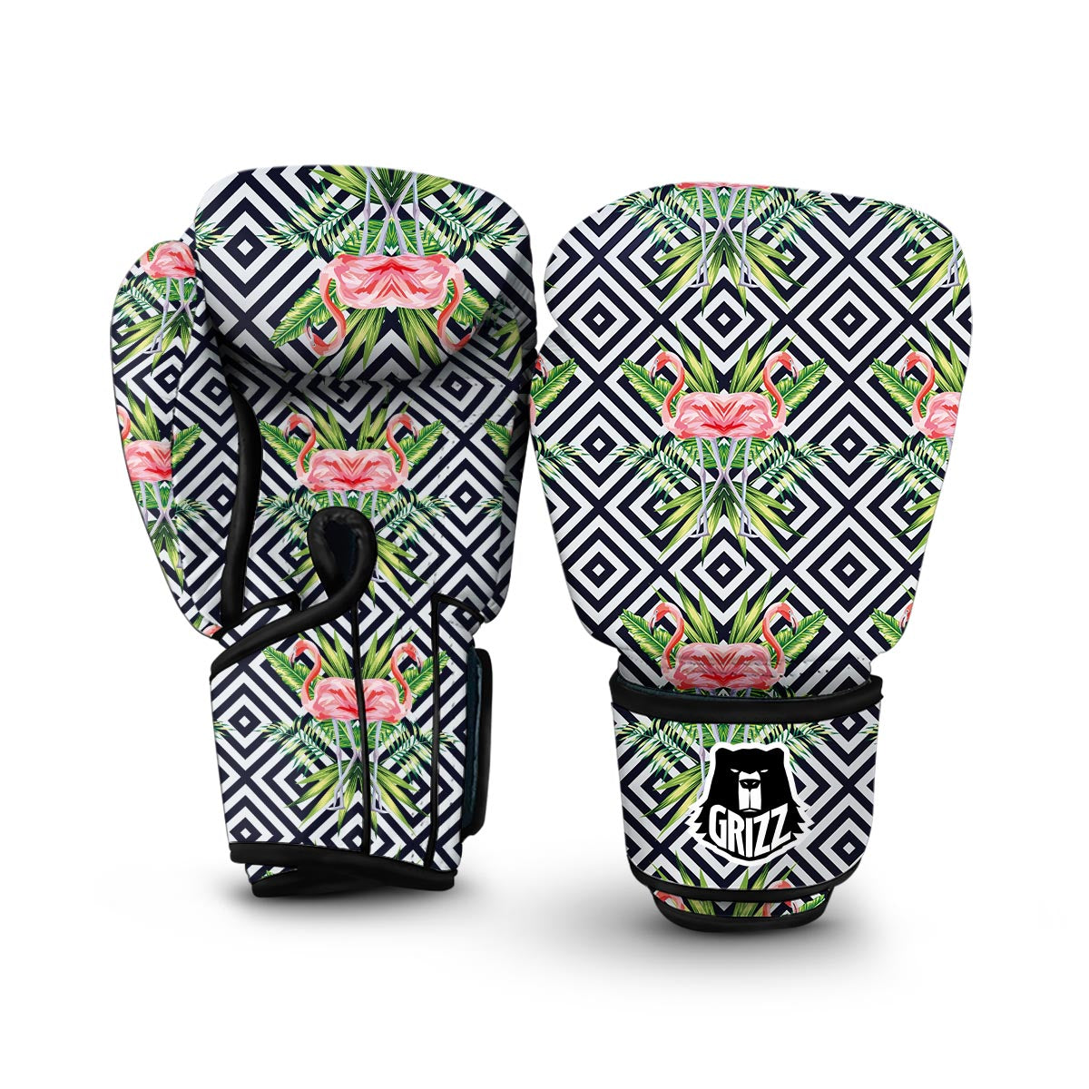 Geometric Tropical Flamingo Boxing Gloves-grizzshop