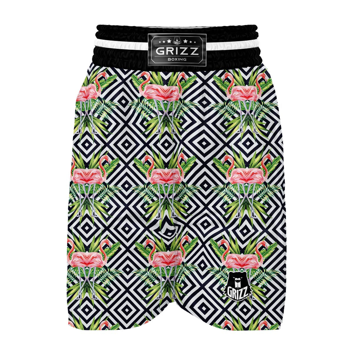 Geometric Tropical Flamingo Boxing Shorts-grizzshop