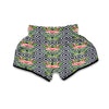 Geometric Tropical Flamingo Muay Thai Boxing Shorts-grizzshop