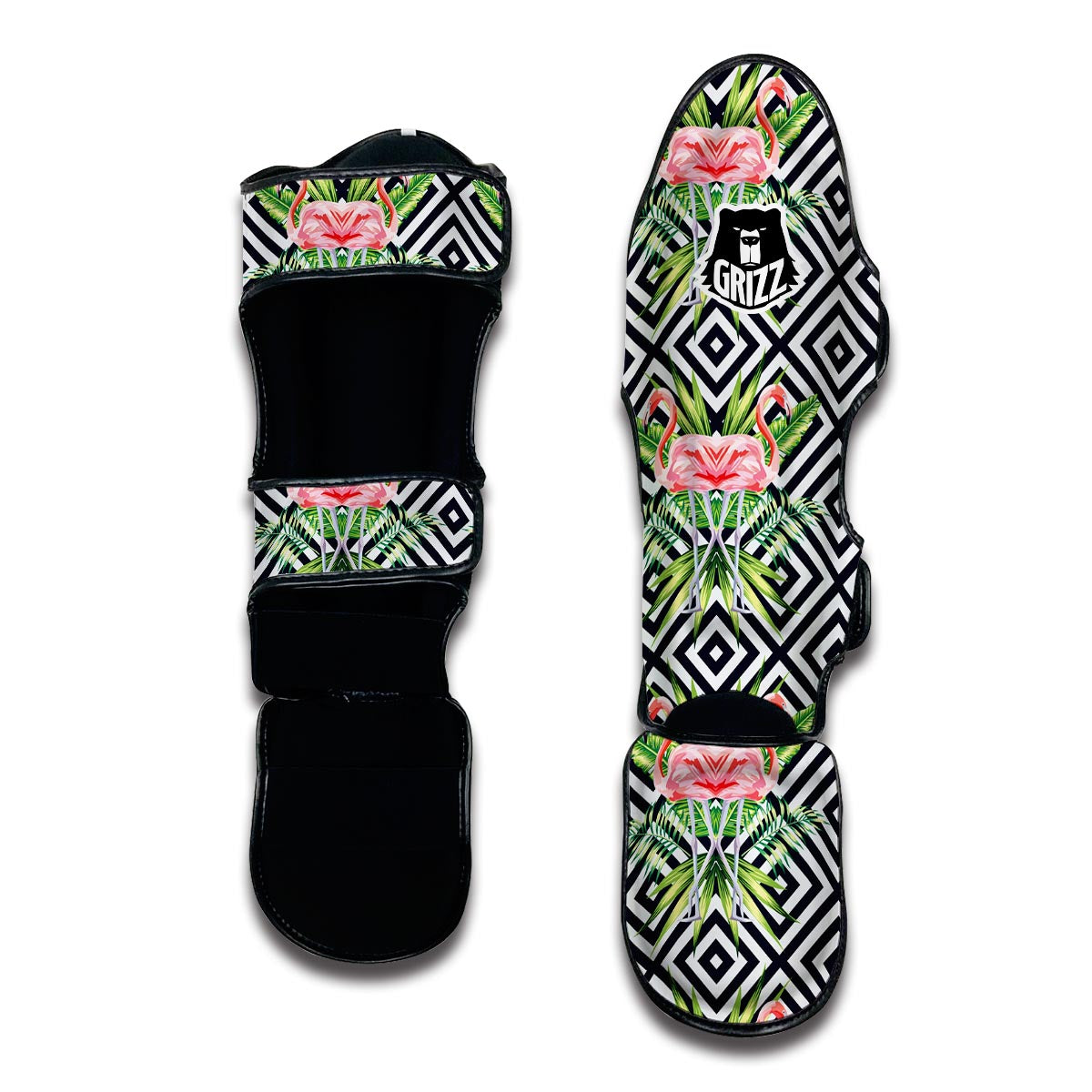 Geometric Tropical Flamingo Muay Thai Shin Guards-grizzshop