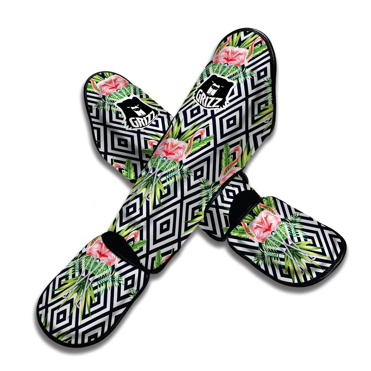 Geometric Tropical Flamingo Muay Thai Shin Guards-grizzshop