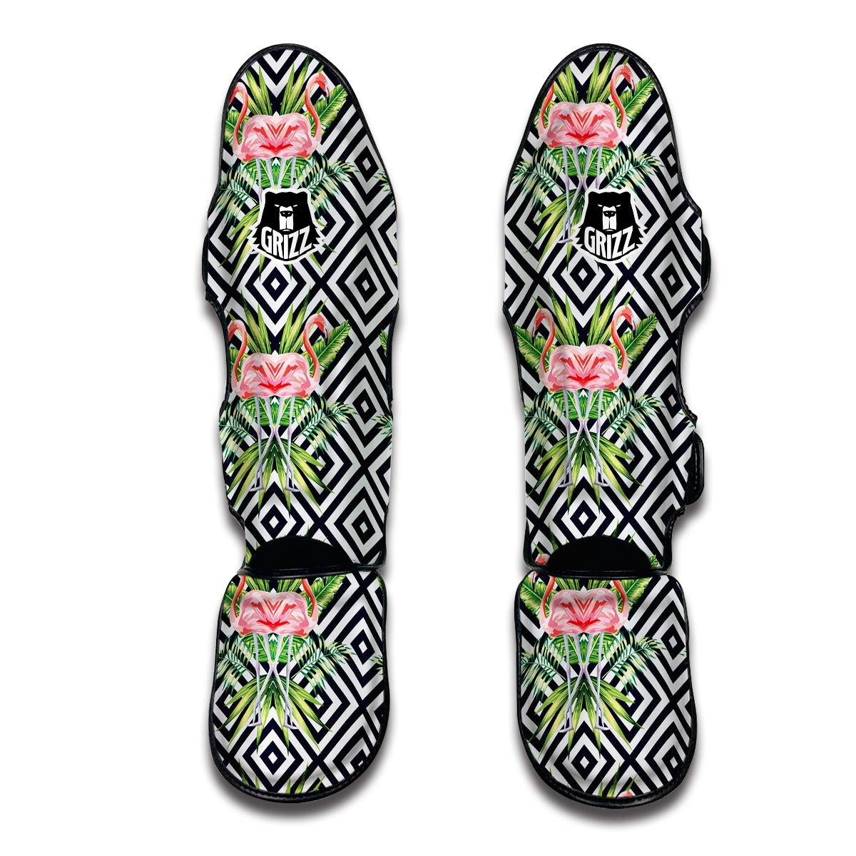 Geometric Tropical Flamingo Muay Thai Shin Guards-grizzshop