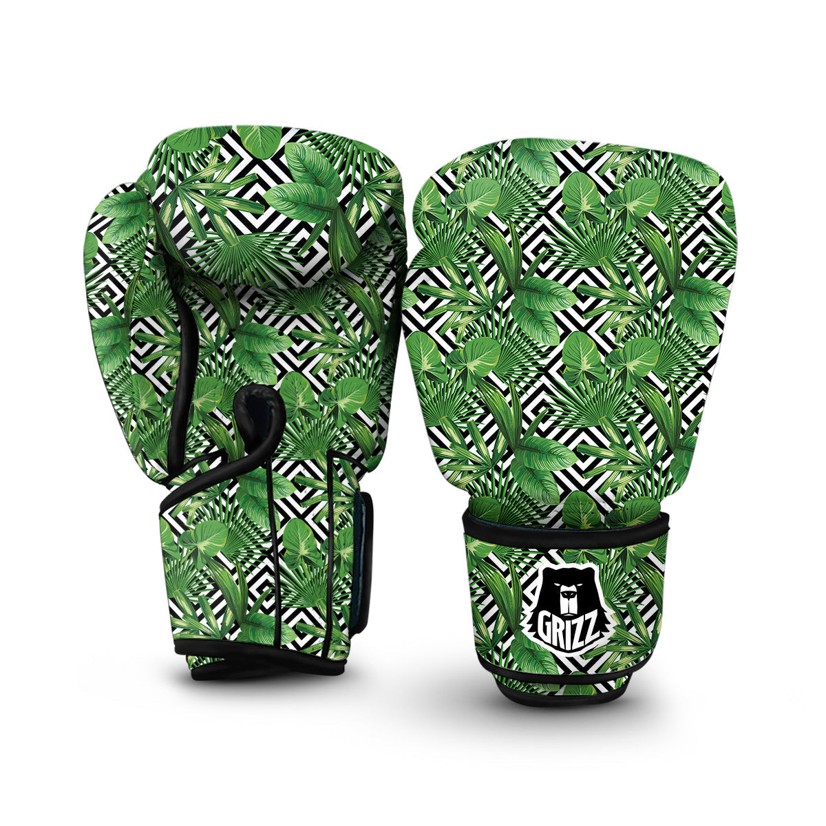 Geometric Tropical Palm Leave Boxing Gloves-grizzshop