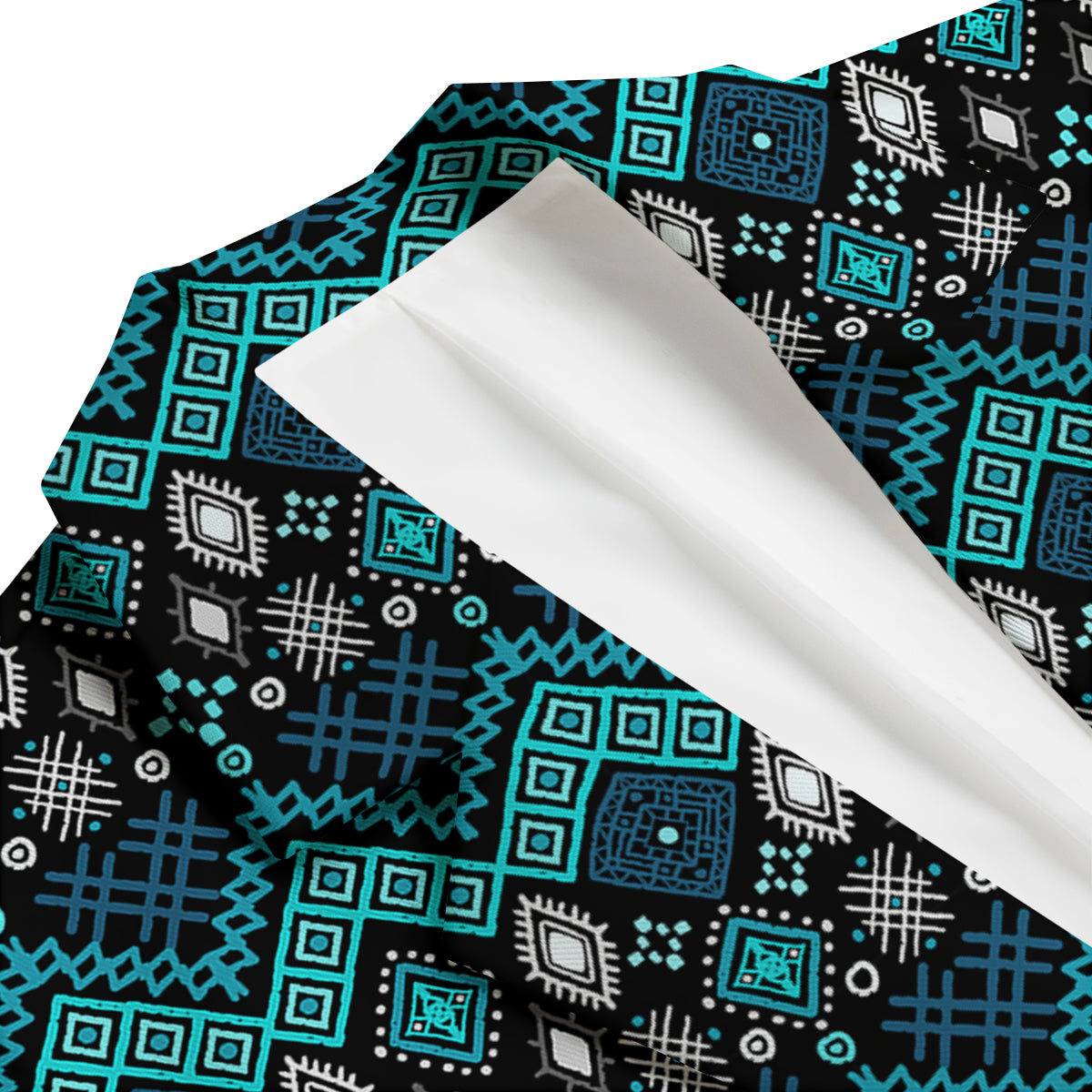 Geometric Turquoise Aztec Print Pattern Men's Blazer-grizzshop