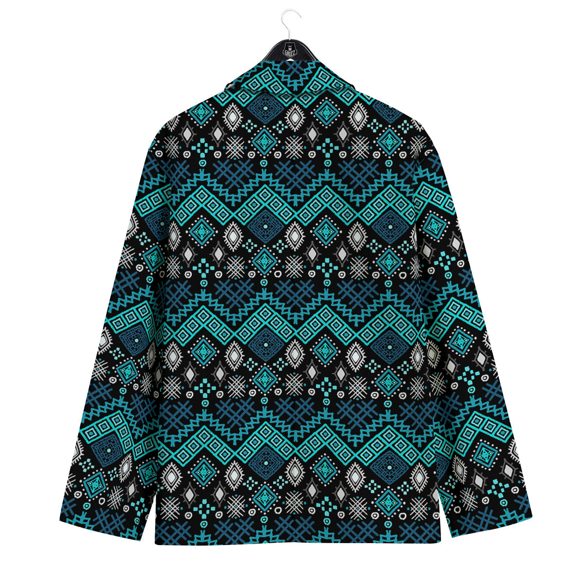 Geometric Turquoise Aztec Print Pattern Men's Sport Coat-grizzshop