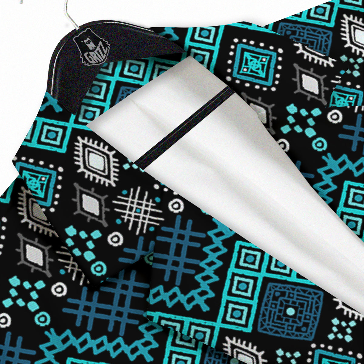 Geometric Turquoise Aztec Print Pattern Men's Sport Coat-grizzshop