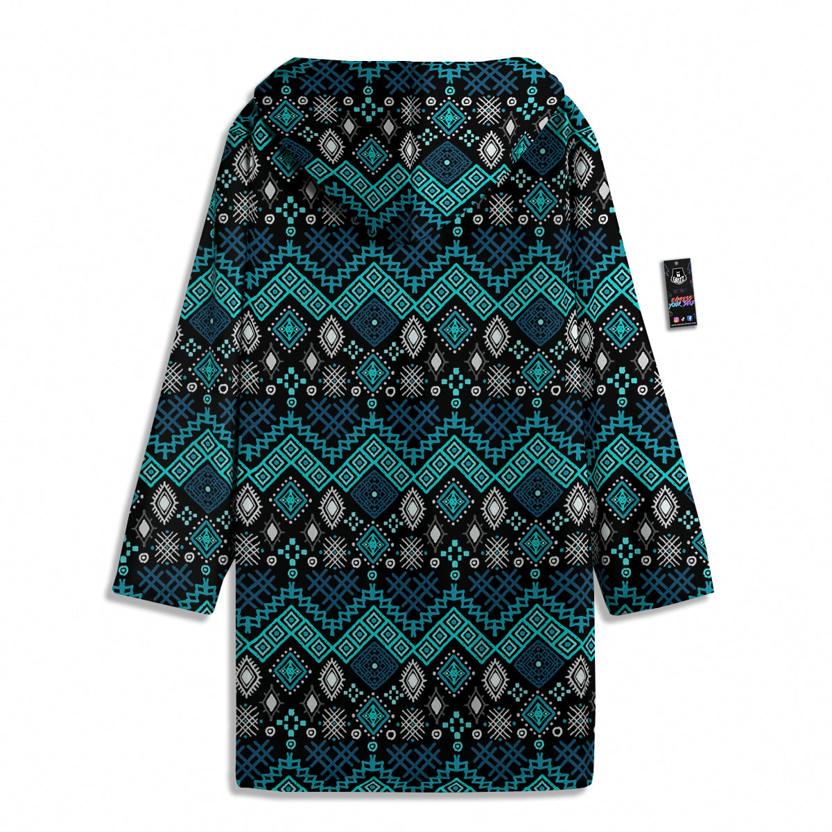 Geometric Turquoise Aztec Print Pattern Men's Windbreaker Jacket-grizzshop