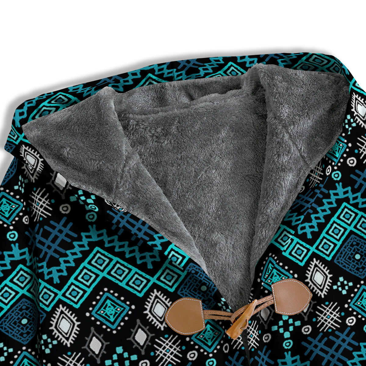Geometric Turquoise Aztec Print Pattern Men's Windbreaker Jacket-grizzshop