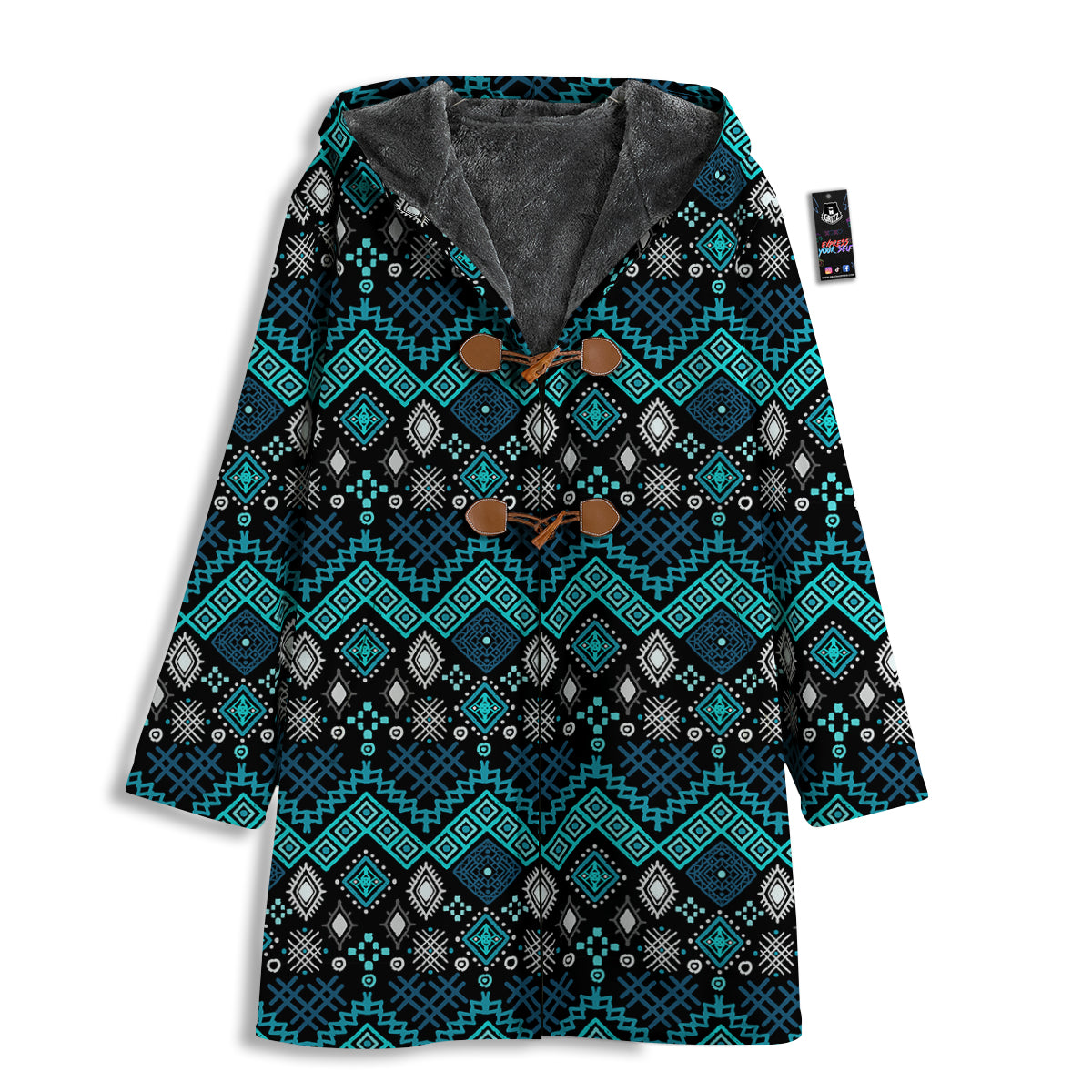 Geometric Turquoise Aztec Print Pattern Men's Windbreaker Jacket-grizzshop