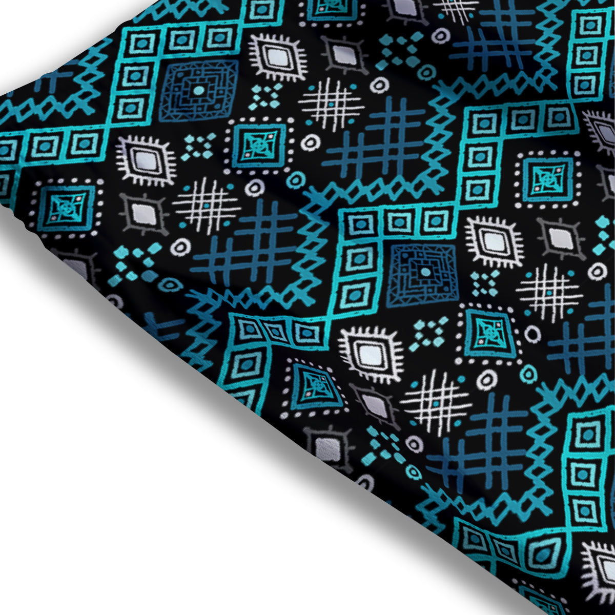 Geometric Turquoise Aztec Print Pattern Mesh Shorts