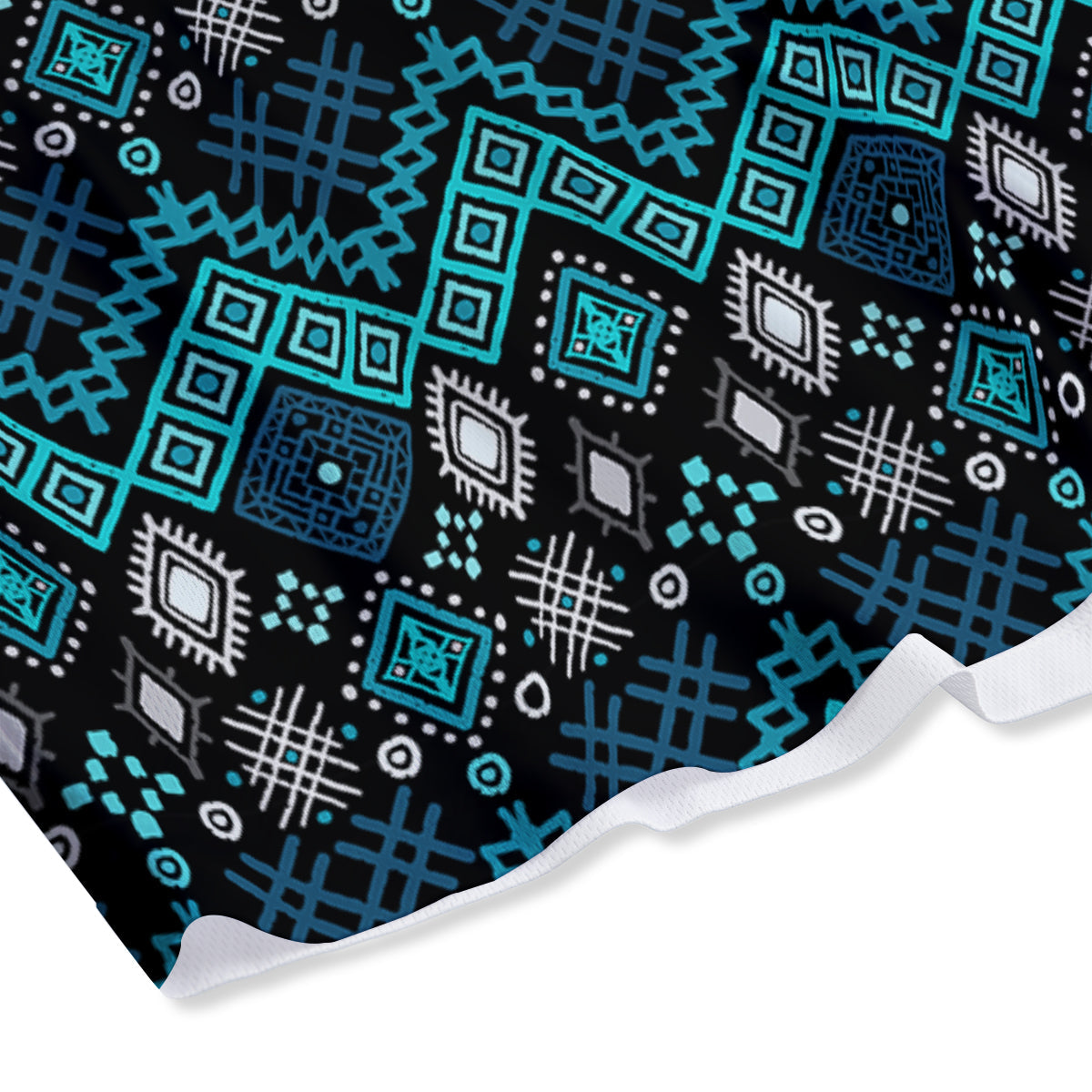 Geometric Turquoise Aztec Print Pattern Mesh Shorts