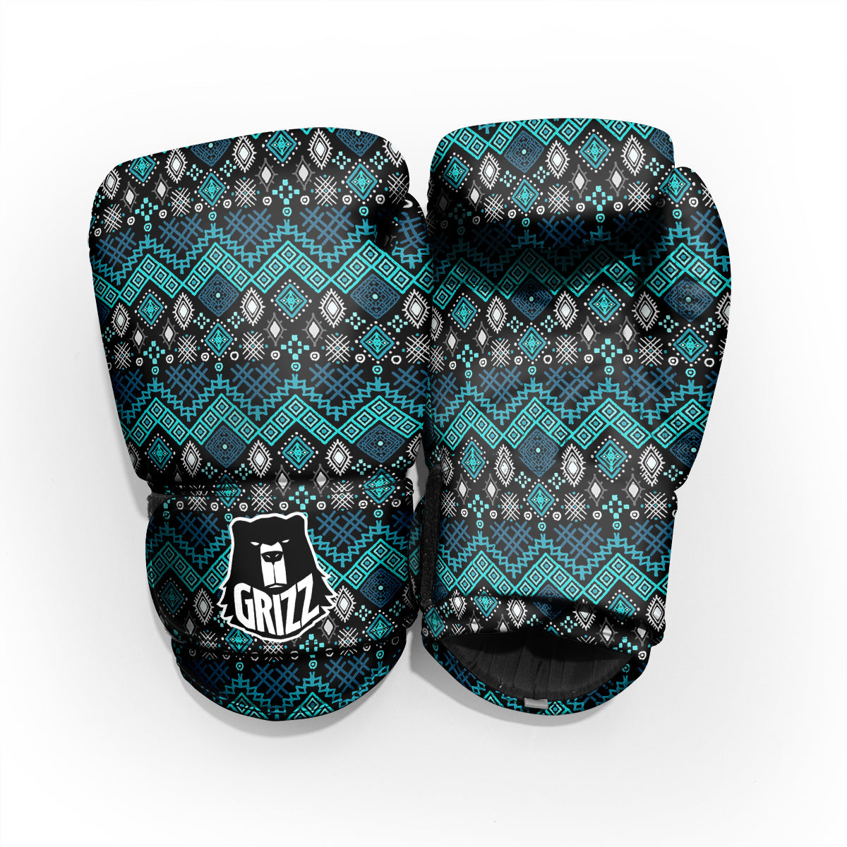 Geometric Turquoise Aztec Print Pattern Pro Boxing Glove