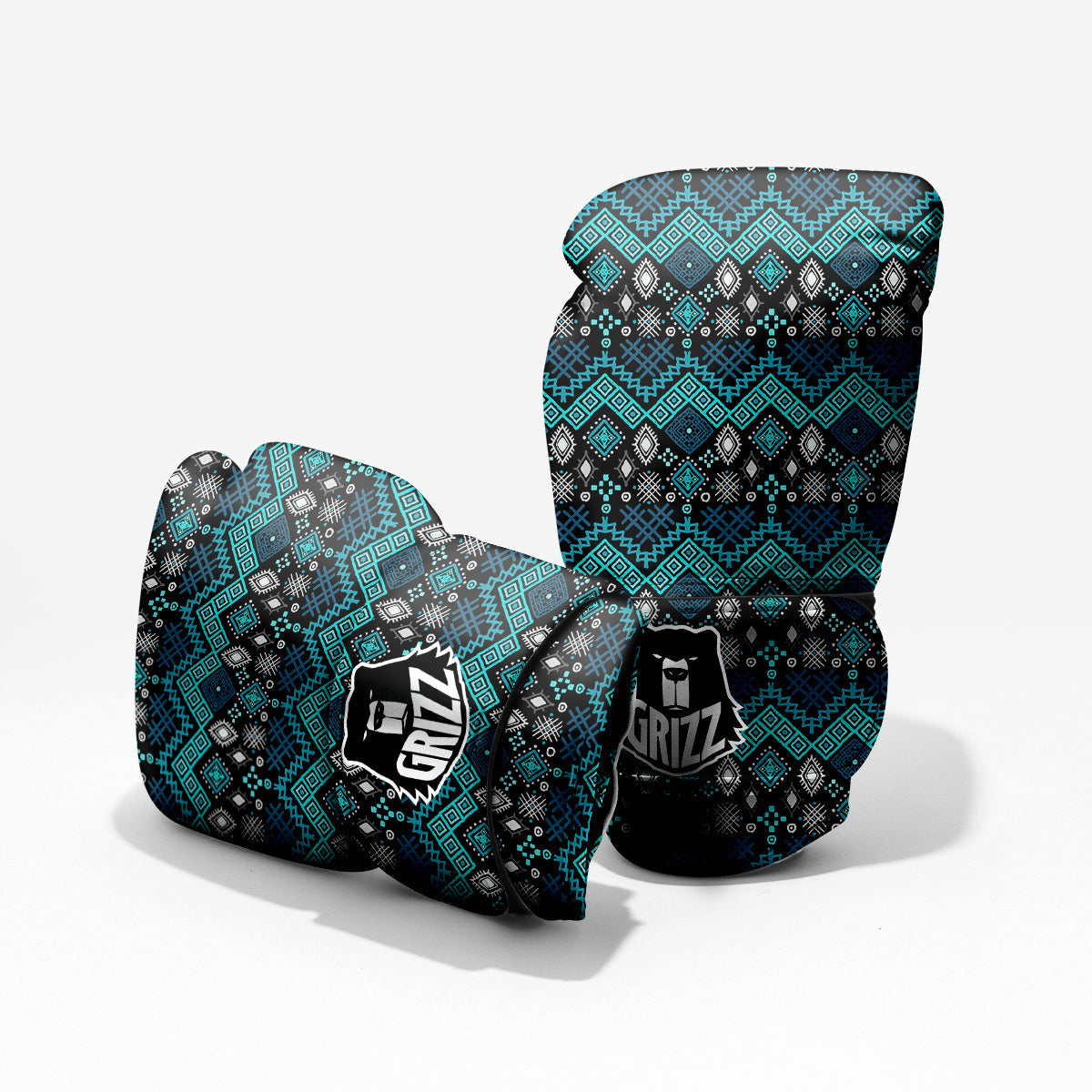 Geometric Turquoise Aztec Print Pattern Pro Boxing Glove