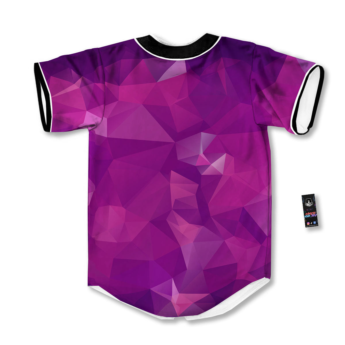 Geometric Violet Polygonal Print Baseball Jersey-grizzshop