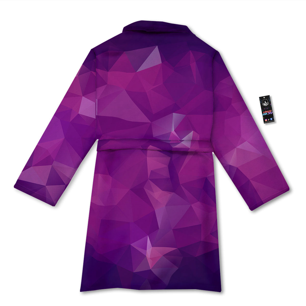 Geometric Violet Polygonal Print Bathrobe-grizzshop