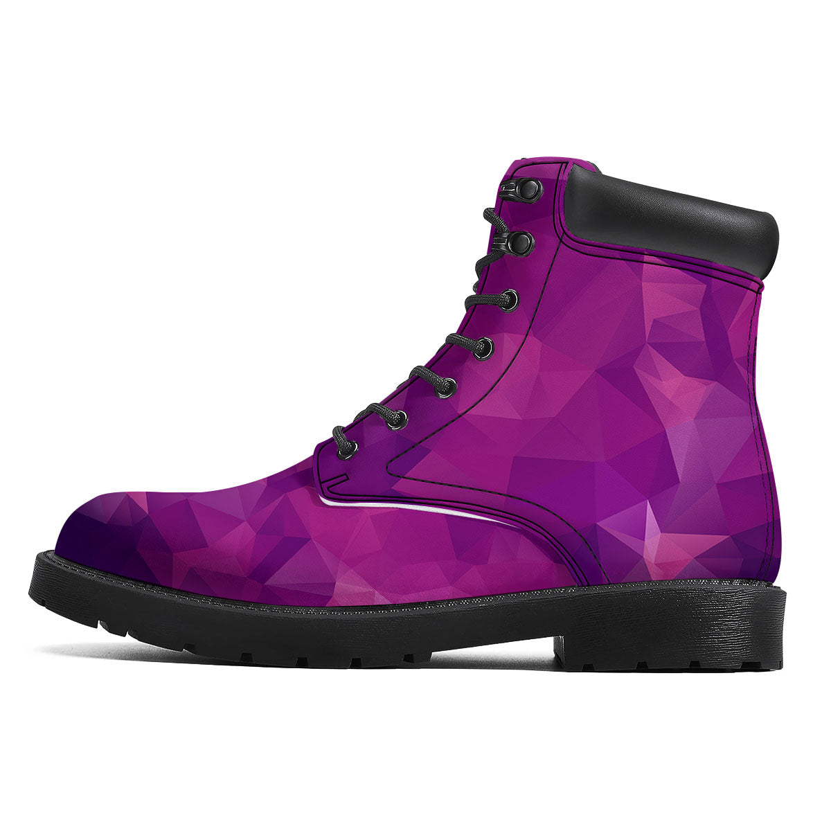 Geometric Violet Polygonal Print Boots-grizzshop