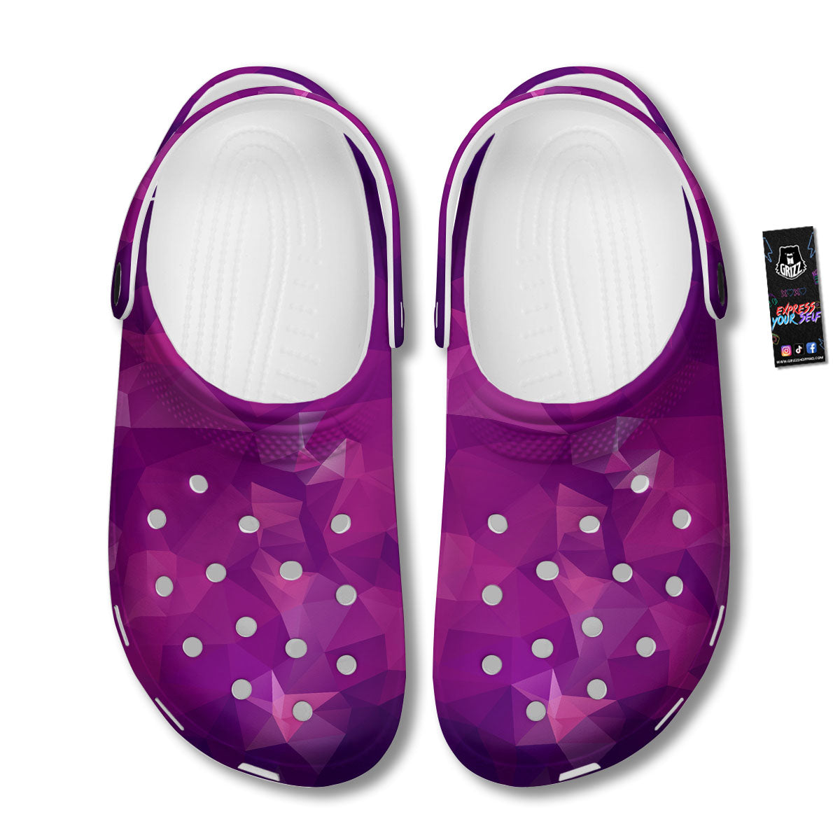 Geometric Violet Polygonal Print Clog-grizzshop